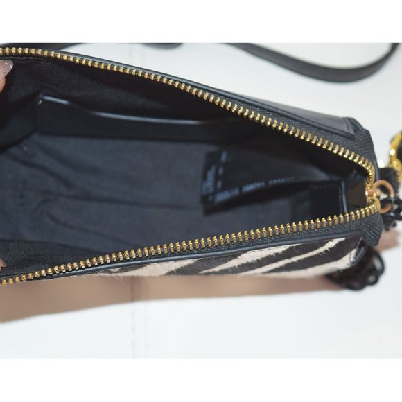 NEW TOPSHOP BRODY BOXY CROSSBODY BAG IN BLACK MULTI PRINT CALF HAIR - Picture 8 of 10